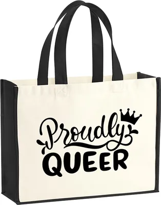 Produktbild von Huuraa Jutetasche Proudly Queer Krone 21 Liter Black Jute und Baumwolle Einkaufstasche Geschenkidee