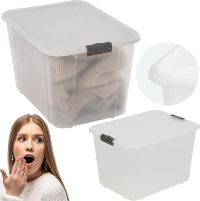 Immagine prodotto di Scatola di plastica con coperchio 30 L Contenitore universale per documenti, giocattoli