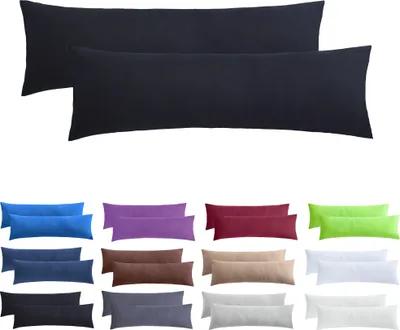 Produktbild von 2er Set Kissenbezüge Kissenhüllen 100% Baumwolle 40x145 cm Schwarz