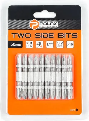 Zdjęcie produktu dla Zestaw bitów dwustronnych 50mm PH1 - PH2 1/4" 6150CRV (10 szt) Polax