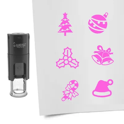 Produktbild von CombiCraft Selbstfärbendestempel Set 'Weihnachten' in der Farbe Rot, Ø10mm