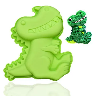 Obrázek produktu pro Silikonová forma na dort ve tvaru 3D dinosaura, zelená, vhodná pro narozeniny a oslavy