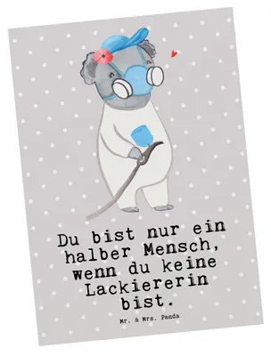 Produktbild von Mr. & Mrs. Panda Postkarte Lackiererin Herz - Grau Pastell - Geschenk, Gesellenprüfung, Lustig, Witzig, Ausbildung, Fotokarte, Ansichtskarten, Postkarten, einzelkarte