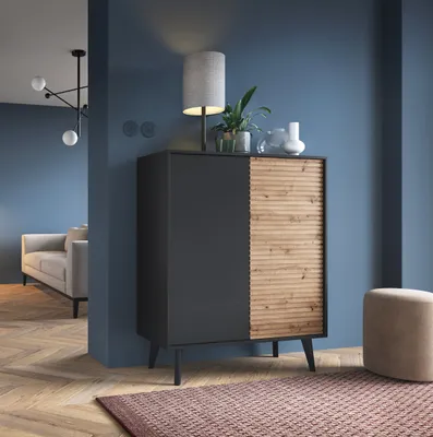 Produktbild von Kommode WILLOW KD104 Loft Sideboard Eiche Artisan / Schwarz