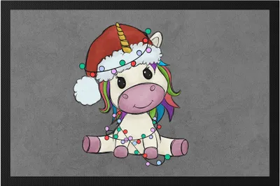 Produktbild von Weihnachts-Einhorn Fußmatte Geschenkidee Einhorn-Fans Unicorn Süßes Motiv für Weihnachten