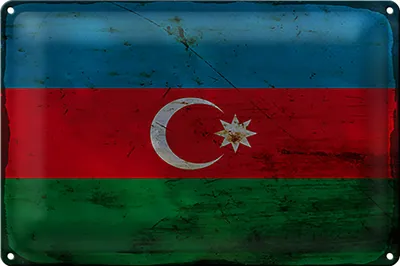 Produktbild von Blechschild Flagge Aserbaidschan 18x12cm Azerbaijan Rost