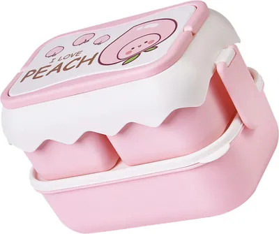 Image de Mignon Boîte à lunch portable pour étudiants Boîte à lunch micro-ondable pour enfants Boîte à bento à compartiment indépendant Boîte à lunch rose