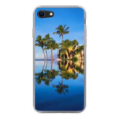 Produktbild von MuchoWow® Handyhülle Schutzhülle Hülle für iPhone 7 Am Wailea Beach in Hawaii spiegeln sich die Palmen im Wasser Silikon Softcase Handy Hülle - Kartenhalter