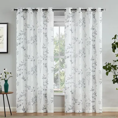 Semitransparente Vorhänge mit Blumenmuster 213 cm 2er-Set