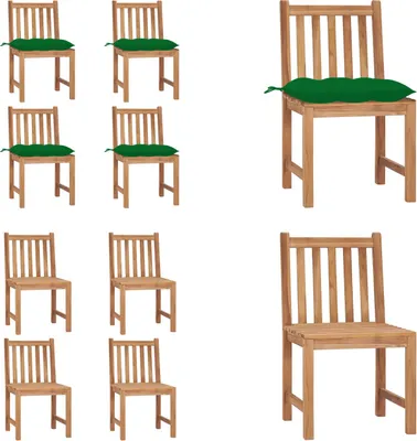 Produktbild von vidaXL Gartenstühle 4 Stk. mit Kissen Massivholz Teak - Gartenstuhl - Gartenstühle - Holz-Gartenstuhl - Holz-Gartenstühle