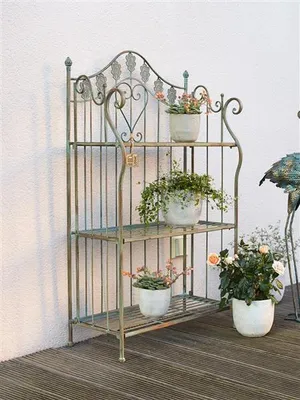 Produktbild von Metallregal "Pfauenauge" mit Ranken, Antik Design, Standregal, Klappregal