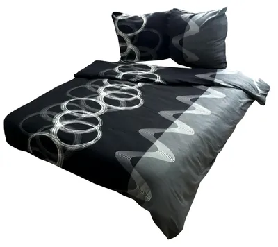 Produktbild von Thermo Fleece Bettwäsche 220x240 Winter Flausch Garnitur Warm Schwarz Grau 3 tlg