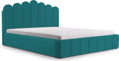 Produktbild von MOEBLO Polsterbett Bett 03 – Doppelbett mit Kopfstütze, Rahmenbettgestell, Bettkasten, Lattenrost und gepolstertem Kopfteil, Double - 160x200 - Peacook (TRINITY 29)