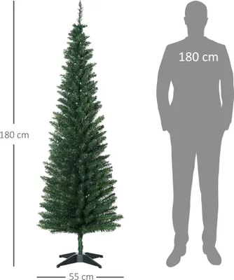 Obrázok produktu pre HOMCOM Vianočný stromček Vianočný stromček s plastovým stojanom 390 hrotov Zelený Ø 55 x H180 cm