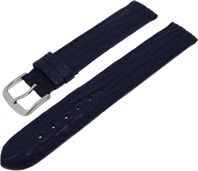 Produktbild von Uhrenarmband Lederband Dunkelblau Ton in Ton 16mm Dornschließe Silber NEU