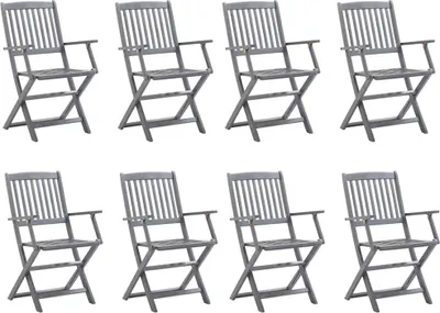 Produktbild von vidaXL Klappbare Gartenstühle 8 Stk. mit Kissen Massivholz Akazie