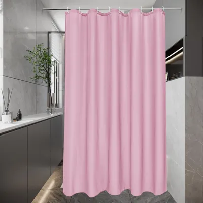 Zdjęcie produktu dla Zasłona prysznicowa 120 x 200 cm, wodoodporna, tekstylna, różowa, nadająca się do prania, antygrzybowa, antybakteryjna, z 8 oczkami