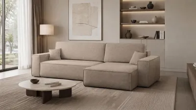 Produktbild von Kaiser Möbel Ecksofa mit schlaffunktion und bettkasten, Eckcouch Best XL stoff Verita Warmbeige Rechts