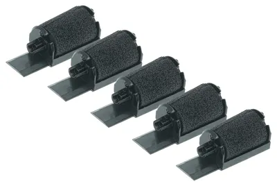 Produktbild von vhbw 5x Farbrolle, Farbwalze Schwarz kompatibel mit Sharp EL 1750 P II, EL 1750 P III, EL 1630 G, EL 1750 P, EL 2620 Taschenrechner, Registrierkasse