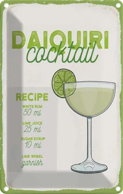 Produktbild von vianmo Blechschild 18x12 cm Daiquiri Cocktail Recipe