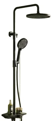 Productafbeelding van Douchesysteem, wandmontage, met regendouche en handdouche, zwart