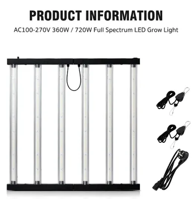 Produktbild von LED-Pflanzenlampe - 360W-Pro - 360 W - Vollspektrum - UV und IR - LM281B-LED - Dimmbar - 180° faltbar