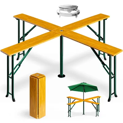 Produktbild von Casaria Stehtisch Quattro XXL Hoch Klappbar Bierzeltgarnitur Outdoor Indoor Hochtisch Klapptisch Bistrotisch Bartisch Biertisch Gartentisch Garten Holz