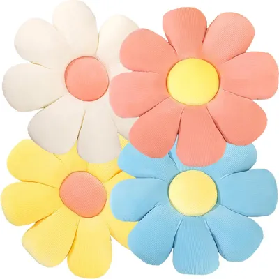 Produktbild von Set mit 4 Gänseblümchen-Bodenkissen, Kinderzimmerdekoration, Auto-/Hausdekoration