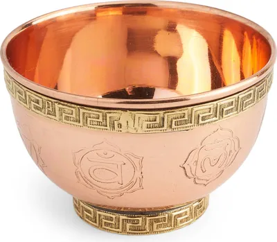Produktbild von Ø 8 cm Räucherschale Chakra aus Kupfer massiv Weihrauchschale Kupferschale antik