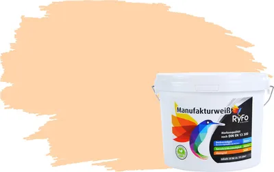 Produktbild von RyFo Colors Bunte Wandfarbe Manufakturweiß Crèmeorange 3l - weitere Orange Farbtöne und Größen erhältlich, Deckkraft Klasse 1, Nassabrieb Klasse 1
