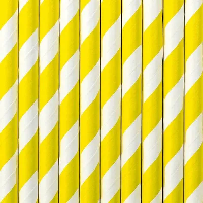Produktbild von 20 Papier Trinkhalme gelb weiß gestreift
