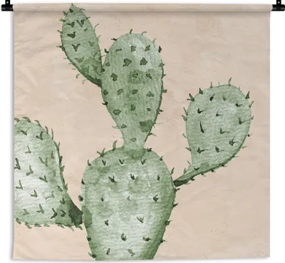 Produktbild von MuchoWow® Wandteppich Wandbehang Kaktus - Aquarell - Bohème - Tropisch 150x150 cm Tapisserie Dekoration Wandtuch - Wohnaccessoires - Modernes