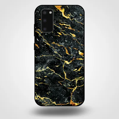 Image de Smartphonica Coque pour Samsung Galaxy S20 avec impression marbre - Coque arrière TPU design marbre - Or Noir