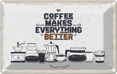 Produktbild von vianmo Blechschild 12x18 cm Kaffee Coffee everything better