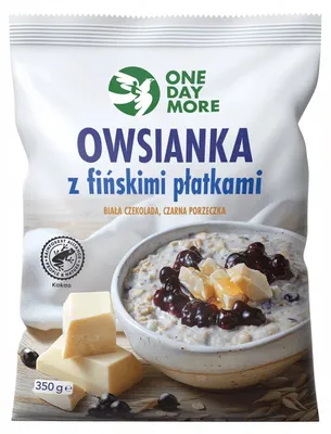 Produktbild von OneDayMore | Finnisches Porridge weiße Schokolade schwarze Johannisbeere | Cremiges Haferfrühstück mit Beeren und Schokolade 350 g