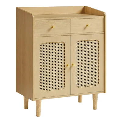 Produktbild von SONGMICS HOME BOHOVEN Kollektion - Sideboard, Küchenschrank mit Türen in Rattan-Optik, Aufbewahrungsschrank mit Schubladen, verstellbare Ablage,