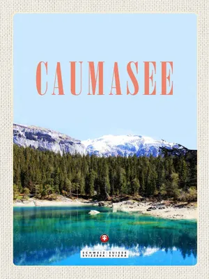 Produktbild von vianmo Holzschild 40x30 cm Caumasee Schweiz Schnee Natur Bildmotiv Reisemotiv Abenteuer Reisen