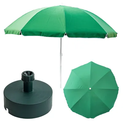 Image de Parasol Parasol de marché 240 cm avec socle rond Jardin Plage Balcon