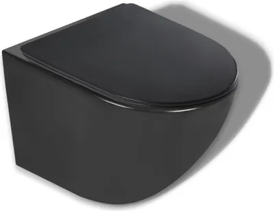 Produktbild von BADLAND Spülrandloses Hänge-WC Delos inkl. Slim WC Sitz mit Absenkatomatik und Schallschutzmatte, Schwarz aus Keramik,