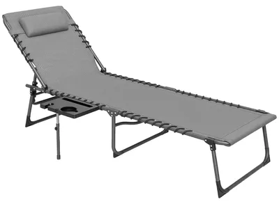 Produktbild von Sonnenliege klappbar Gartenliege mit Kopfkissen. Liegestuhl mit 5-Fach verstellbare Rš¹ckenlehne bis 120 kg
