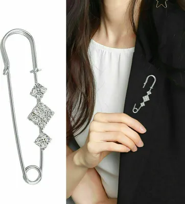 Produktbild von 2 X Brosche Clips Pin Schmuck Frauen Silber 6.5x1.9cm