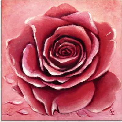 Produktbild von ARTland Glasbild Rote Rose handgemalt Größe: 30x30 cm