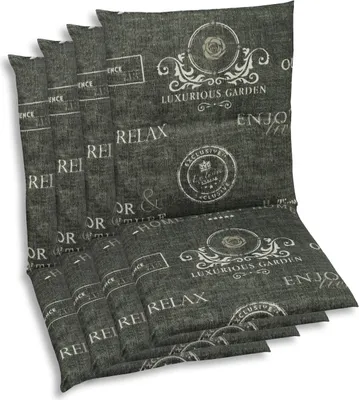 Produktbild von GO-DE Textil, Sesselauflage Niederlehner, 4er Set, Farbe: grau, Maße: 98 cm x 48 cm x 5 cm, Rueckenhoehe: 52 cm