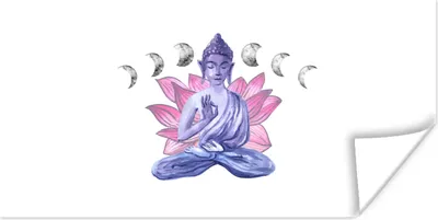 Produktbild von MuchoWow® Poster Buddha - Blumen - Mond 40x20 cm - Poster für die Wand - Poster Schlafzimmer