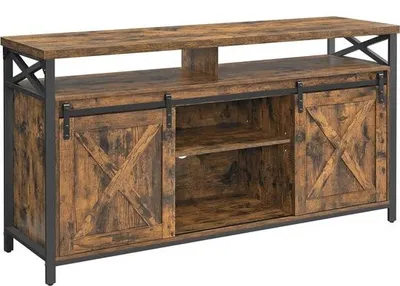 Produktbild von Famanu TV-Schrank für 65 Zoll Fernseher mit verstellbaren Regalen und rustikalen Türen