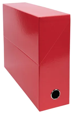 Zdjęcie produktu dla Exacompta pudełko przenośne z kartonu grzbiet 90mm 25x33cm dla DIN A4 Iderama czerwone