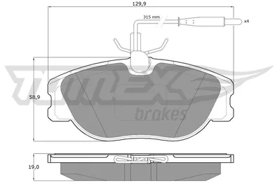 Produktbild von TOMEX brakes Bremsbeläge Satz Vorne Bremsklötze für FIAT Scudo Kastenwagen (220) TX 12-442