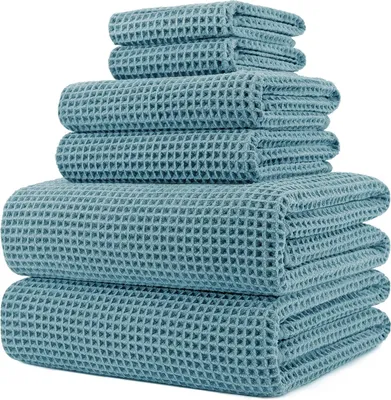 Productafbeelding van Microvezel badhanddoek 6 stuks, 430 GSM, wafelstructuur, voor sport