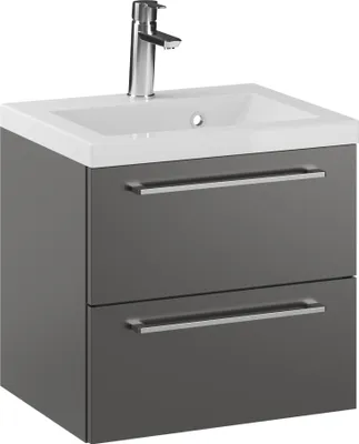 Produktbild von Rosen 50 cm Badezimmerschrank mit Waschbecken und Chrom Griffen - Zeitloses Design für Elegantes Bad