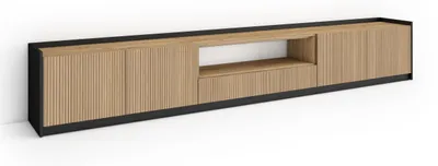 Produktbild von TV-Schrank, Lowboard, 310x37x50cm, Für TV-Geräte bis zu 80", Fernsehtisch, Eiche Schwarz